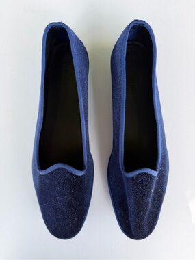 Glitter Navy Velvet Slip-On Flats